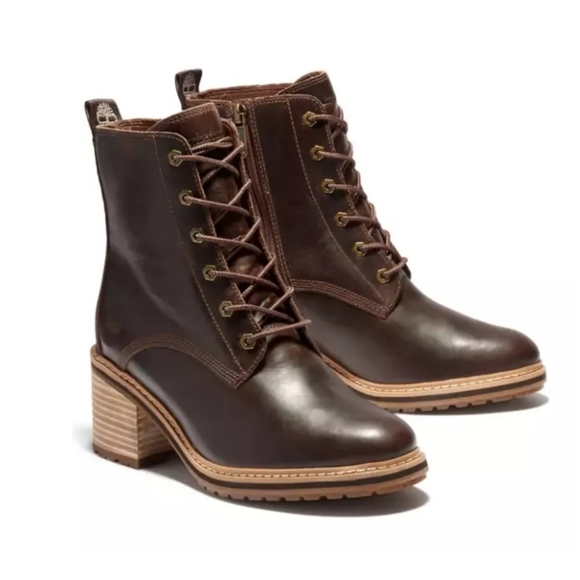 Timberland Shoes - Timberland Womens Sienna High Brown Lace Up / Zip Up Boots Chunky 2" Heel 8.5